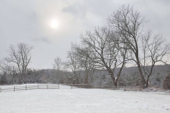 The sun starts to poke through the clouds at Jorgensens flats on County Rt1 in Warwick, N.Y., on the afternoon of Sunday, Dec. 8. (Photo by Robert Breese)