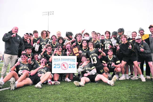 The West Milford boys' lacrosse team after winning the county champiionship.