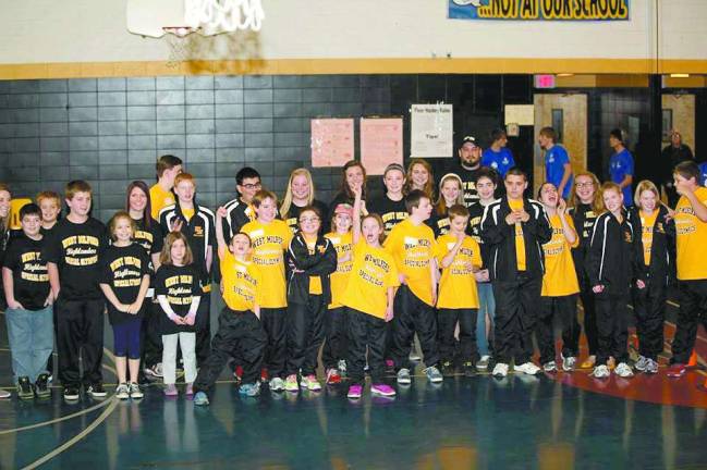 A great group!-The kids in yellow shirts are athletes and the kids and adults in black are volunteers and coaches. Pictured here are Coach Kristen Alonso, Josh Renninghoff, Collin Longeill, Sam Lauritano, Veronika Kovalev, Coach Barbara Brand, Brandon O'Leary, Giana McCloskey, Matthew Burlum, Michael McCloskey, CJ Huerta, Connor Dykstra, Coach Nicole Lungaro, Kara Gaddish, Kayelee Haftek, Anna Kovach, Taylor Sampson, Theresa Fernbacher, Devon Coyte, Brittany Campanello, Aleah Coscia, Ty Rockey, Coach Chris Rockey, Ashley Jacobs, TJ Hillmer, Thersea Pedoto, Coach Kristi Masone, Meghan O'Neil, Kate O'Neil, and Benjamin Weiss.