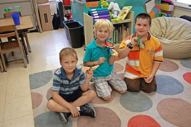 The first graders made butterflies. The school theme is BUGS – “Being United in God’s Service”