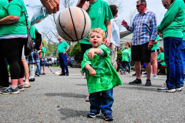 Ryder Jacobsen had a ball while playing catch at the Irish Whisper Walk.