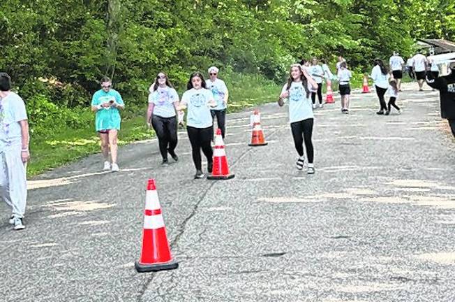 Participants run and walk during the event.