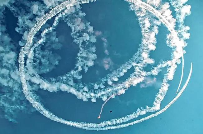 Rob Holland performs ‘Circle the Jumpers’ where he circles skydivers with smoke as they jump at the 2024 New Jersey Air Show at the Greenwood Lake Airport in West Milford. (File photo by Ed Bailey)