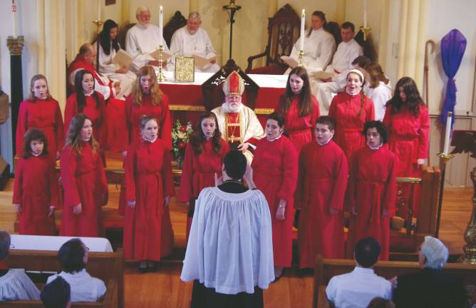Photo provided by Deborah Schofield Select members of Jubilate perform for the Right Rev. Andrew M. L. Dietsche, the Bishop of the Episcopal Diocese of New York, at the installation in March of the Rev. James W. Erwin as rector of Christ Church in Warwick.