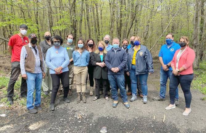 U.S. Rep. Josh Gottheimer (NJ-5) and local community leaders visited Stag Hill, land that has been harmed by illegal dumping for more than half a century. Provided photo.