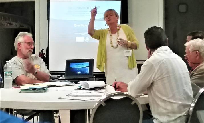 Nancy Minich during her presentation at the Greenwood Lake Commission meeting on June 26. garrett hemmerich photo