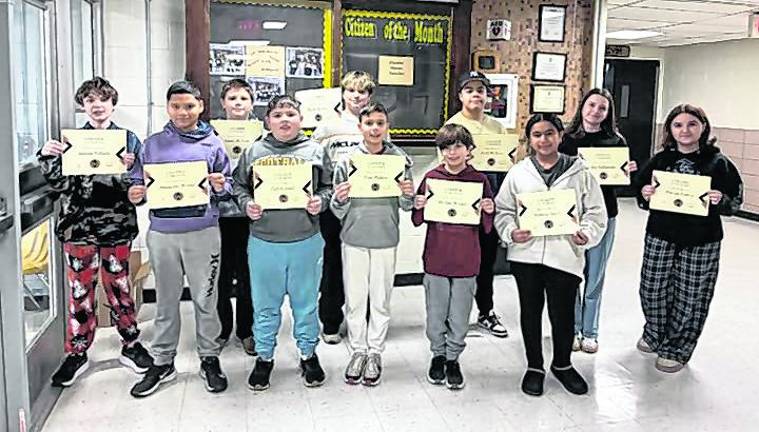 Macopin Middle School's Students of the Month are: from left, Dakota Pittelko, Alexander Moreno, Ryan Zachar, Calvin Lewis, Aidan McCrum, Evan Matlosz, Declan Handel, Cesar DeJesus, Valeria Checo, Lily DeRobertis, Atilana Golden.