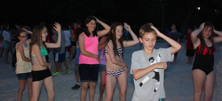 Hey, Macarena! There was plenty of dancing on the beach after the kids got out of the lake.