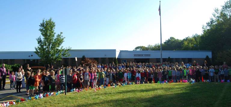 Pinwheels for Peace is a non-political project whose purpose is to show the symbolism of the winds of peace blowing throughout the world. The Westbrook community came out in force for it.