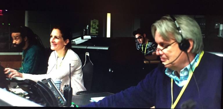 James Warden, right, in a scene from Money Monster with Julia Roberts.