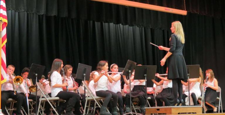 The Beginner Band students have only been playing their instruments for about four months.