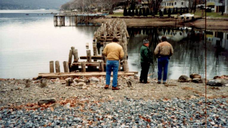 Remains of the train trestle across the end of Greenwood Lake.