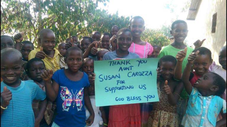 The Ugandian children are grateful fo rthe support by Susan Caruzza.