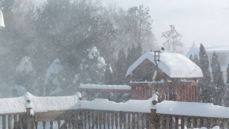 The snow added to a very pretty scene on Saturday.