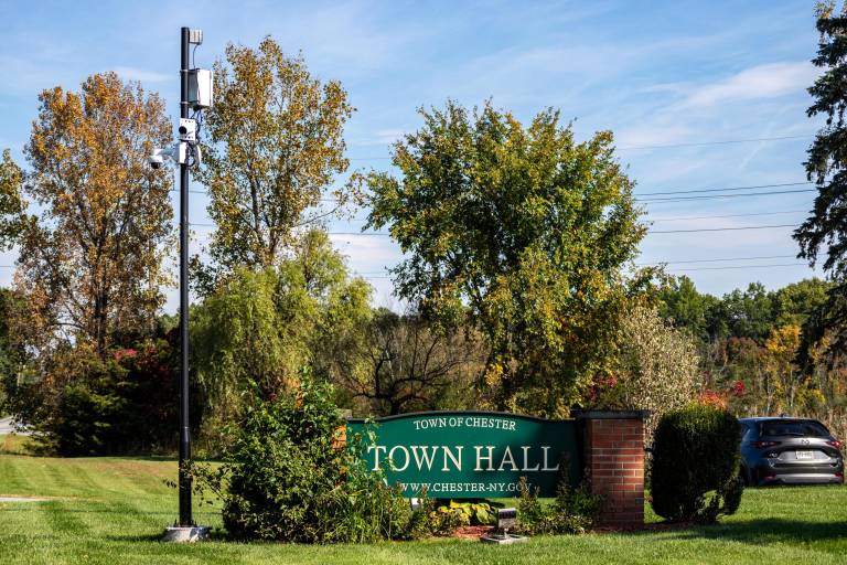 $!An ALPR outside Chester Town Hall. Photo: Aja Brandt