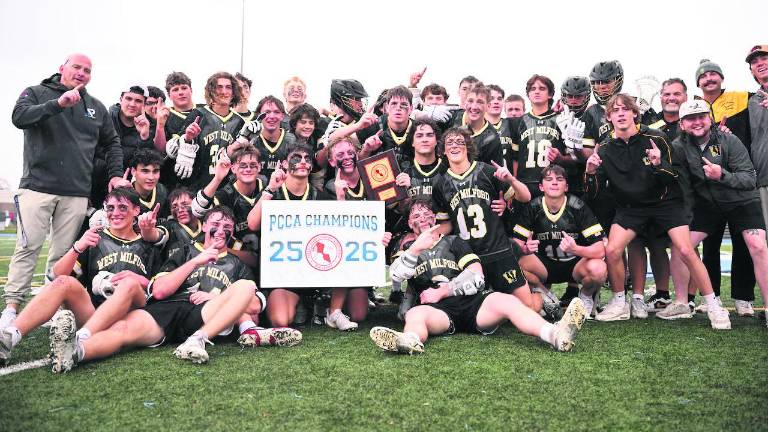 The West Milford boys' lacrosse team after winning the county champiionship.
