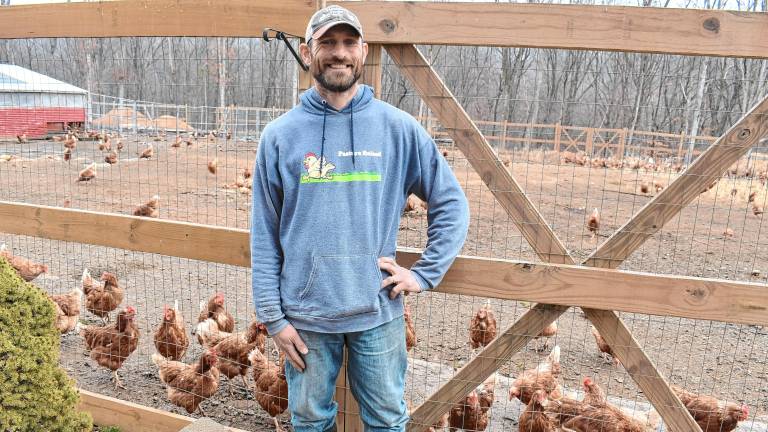 Rocky Hazelman owns Hazelman Farms, which has more than 2,000 chickens. (Photos by Rich Adamonis)