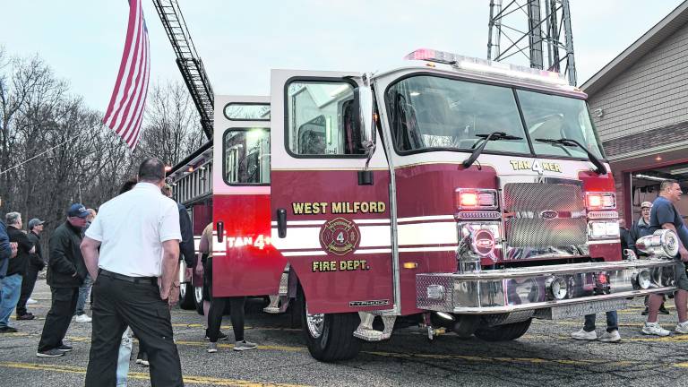 Tanker 4 is an E-One 2500-gallon Typhoon 6-man cab Tanker with a stainless-steel body equipped with a 1500 gallon per minute pump.