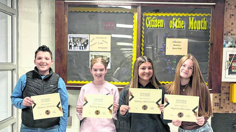 From left, Macopin School Citizens of the Month: Nathaniel Sarkisian, Delaney Brennan, Kathryn Obidzienski and Phylicia Stinziano.