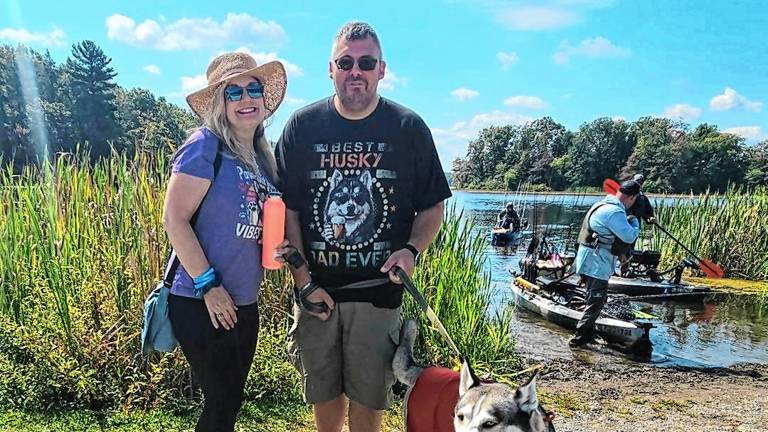 Sue and Magnar Kvanali with Lenny, who they recently adopted from the West Milford Animal Shelter Society. (Photos provided)