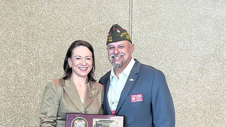 Assemblywoman Aura Dunn poses for a photo with West Milford Councilman Rudy Hass.