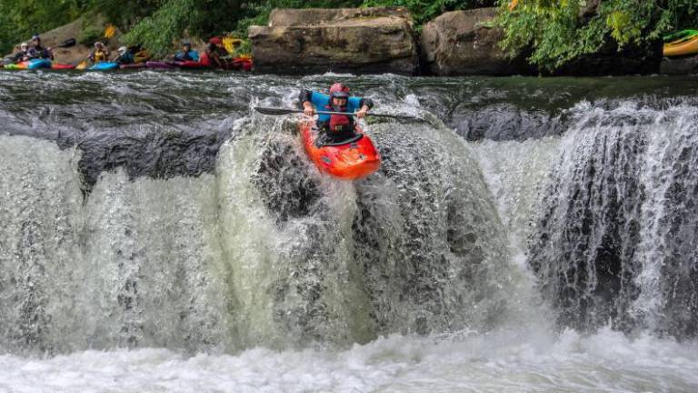 <b>Scelba navigating falls. But, he said, “you don’t need rapids to go out and have fun.”</b>