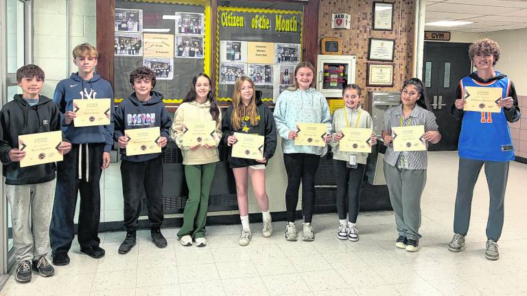 Macopin Schoo's Citizens of the Month are, from left, Rocco Pugliese, David Canipe, Michael Franklin, Leah Barkley, Emma Garner, Kennedy Toles, Harlow Suhey, Angie Flores, Matthew Afflerbach.