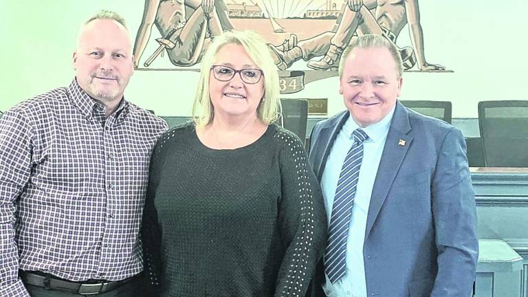 Jefferson Mayor Eric Wilsusen, left, West Milford Mayor Michele Dale, and Vernon Mayor Anthony Rossi met on Tuesday, Feb. 3, 2026, to align positions and publicly reveal the regional collation’s platform and push for a fair solution for all Highlands communities.